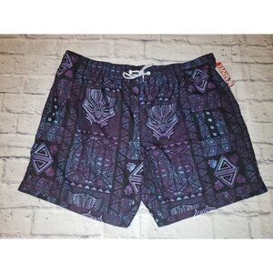 Nwt Mens Marvel Black Panther Lined Swim Trunks Size XL
